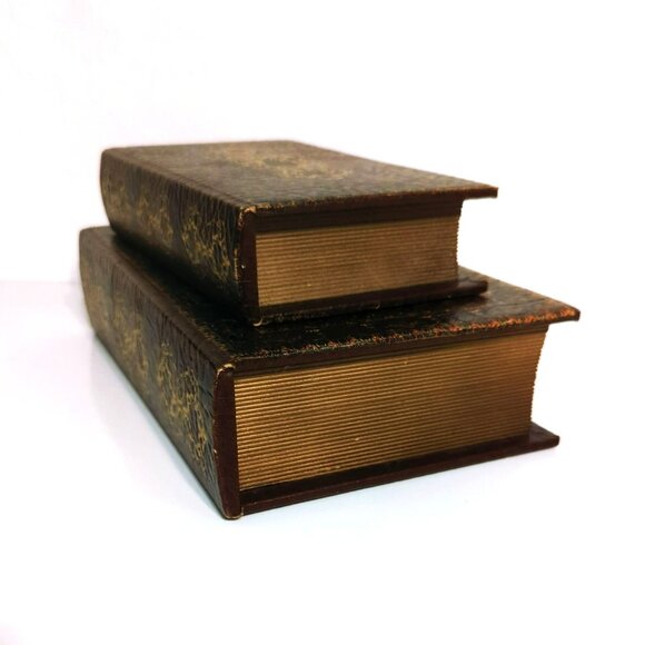 Decorative Book Box Set of 2 Storage Hideaway Trinket Classic Book Lined - Picture 2 of 7